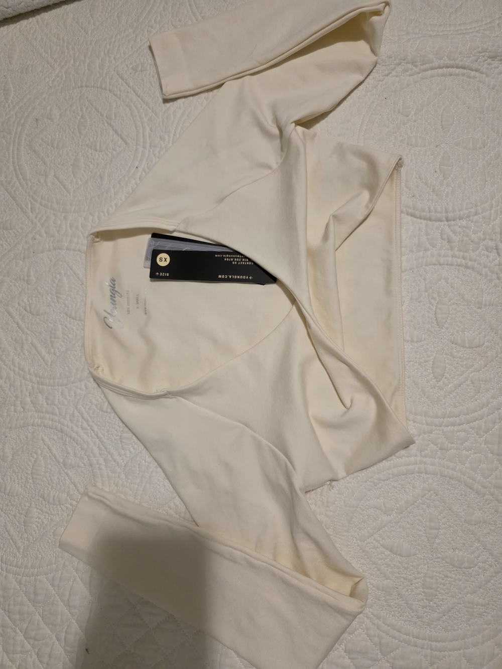 YoungLA Cream Long Sleeve Wrap Top